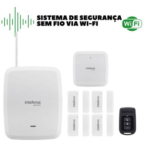 Kit Alarme Sem Fio Amt 8000 Wifi 4 Sensores Magnéticos Intelbras