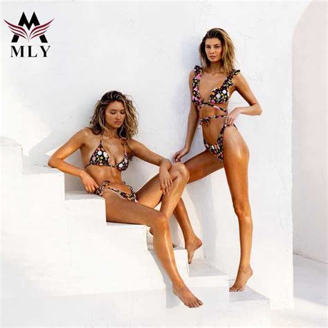Mly Swimwear Seamless Sexy Lace Up Bikini Private Label