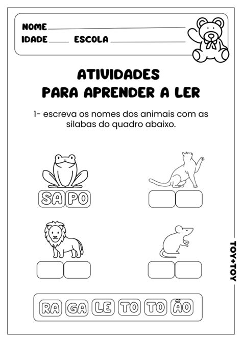 Atividades Para Aprender A Ler Toy Toy