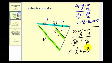 Examples: Determining Unknown Values Using Properties of the Midsegments of a Triangle - YouTube