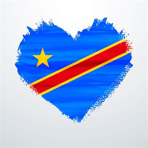 Premium Vector Heart Shaped Flag Of Democratic Republic Of Congo