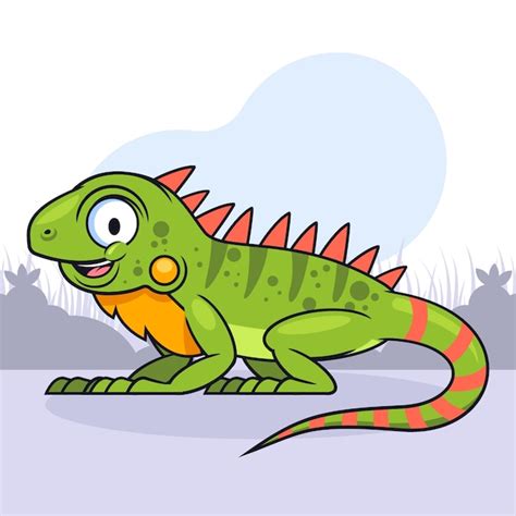 Ilustración De Iguana De Dibujos Animados Dibujados A Mano Vector Gratis