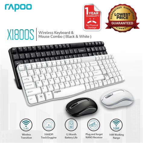 Rapoo X1800S Wireless Keyboard And Mouse Combo Optical 2 4G 108 Keys