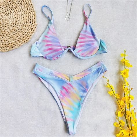 Bikinis Set Sexy Mini Micro String Thong Bikini Triangle 2021 Tie Dye