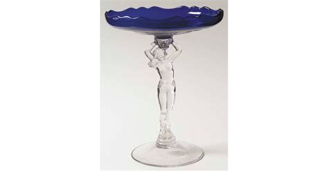 Nude Stems All Colors Variations Royal Blue Cupped X Comport By Cambridge