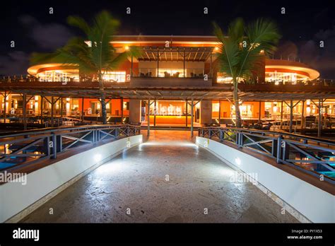 PUNTA CANA, DOMINICAN REPUBLIC - OCTOBER 29, 2015: Night scenic view of ...