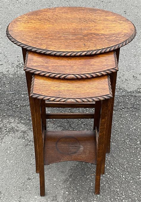 Oak Oval Nest Of Three Coffee Tables