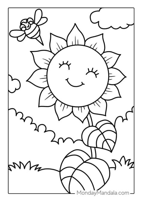 Sunflower Coloring Pages Free Pdf Printables Bee Coloring Pages