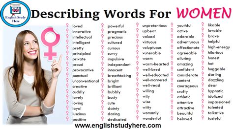 Describing Words For WOMEN English Study Here