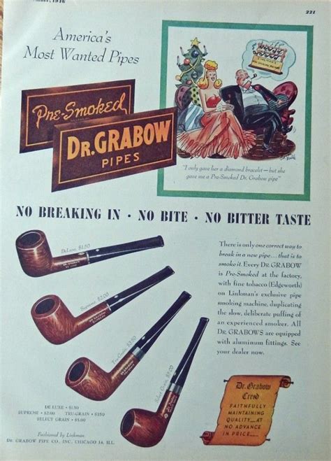 Dr Grabow Pipes S Print Ad Color Illustration Pre Smoked