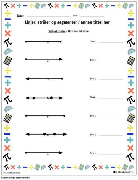 Regneark Med Linjer Og Str Ler Matematikk Tema