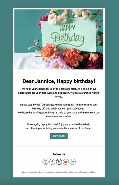 Employee Birthday Email Templates