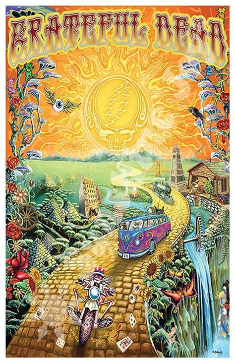 Grateful Dead Golden Road Poster Retro Rock Poster Vintage Etsy