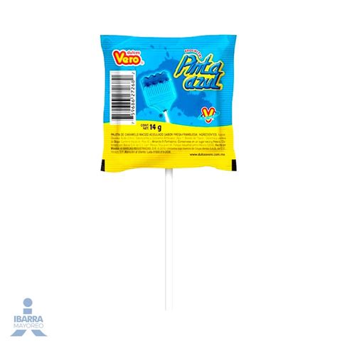 Paleta Vero Brochita Pinta Azul Sabor Frambuesa Fresa Pzas Ibarra