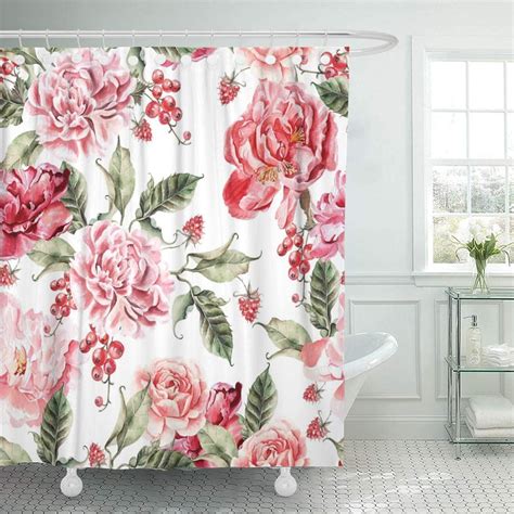 Ksadk Colorful Floral Beautiful Pattern With Peonies And Berries Green