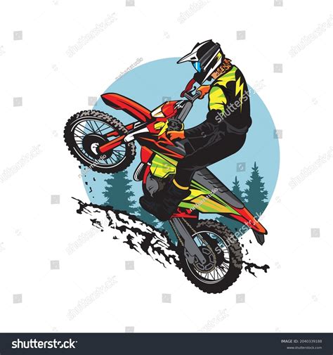 Enduro Climb Motocross Racing Vector Royalty Free Stock Vector