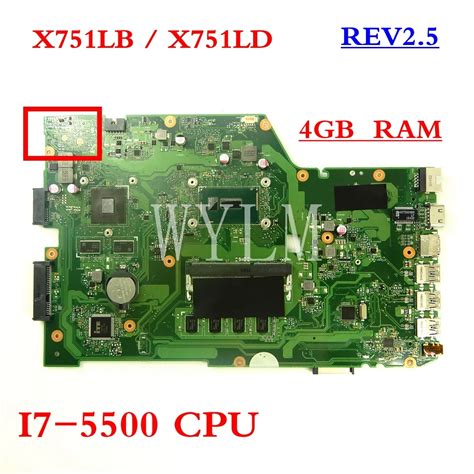 X751lb I7 5500cpu 4gb Ram Gt940m Mainboard Rev2 5 For Asus X751lb X751l