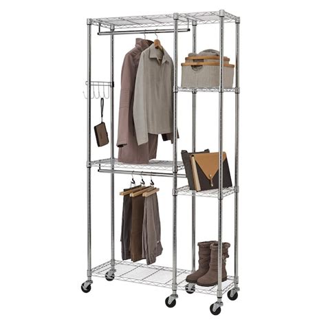 TRINITY Chrome Steel Rolling Portable Closet TBFZ-2702 at Lowes.com