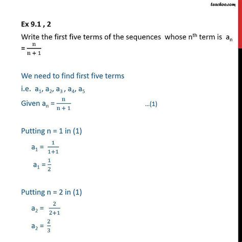 Ex 8 1 2 Write First Five Terms An N N 1 Class 11