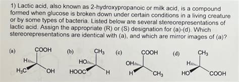 Solved Lactic Acid Also Known As Hydroxypropanoic Or Chegg