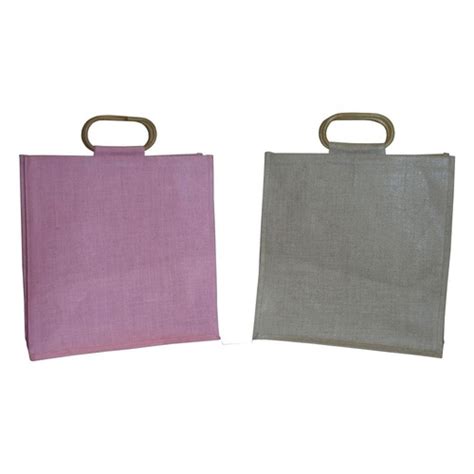 Available In All Color Wooden Cane Handle Pp Laminated Jute Bag At Best