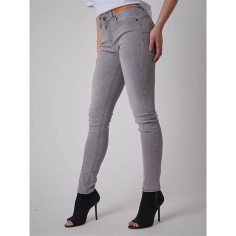 Jean Slim Gris Clair Femme Taille Haute Coupe Stretch 34 Gris Cdiscount