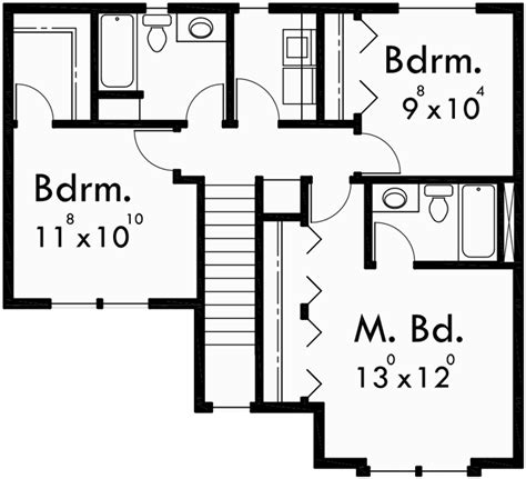 Triplex House Plan, Triplex Plan W/ Garage, Townhouse Plan, T-396