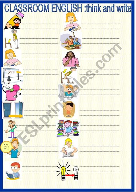 Classroom Language Think And Write Esl Worksheet By Spied D Aignel