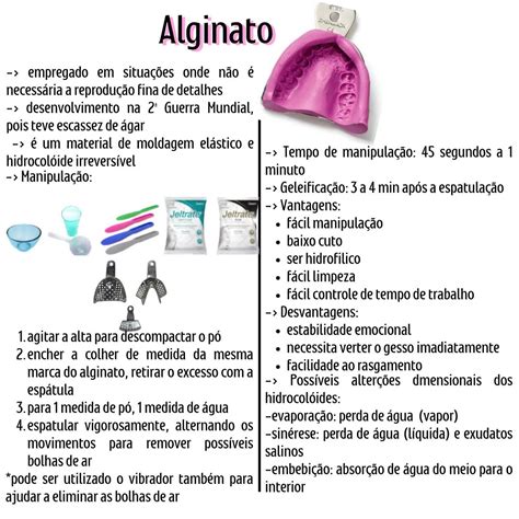 Alginato Odontológico Resumo para Odontologia Odontologia