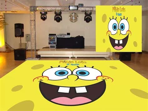 Tapete Lona Pista De Dança Bob Esponja 3x3m Personaliza Nome