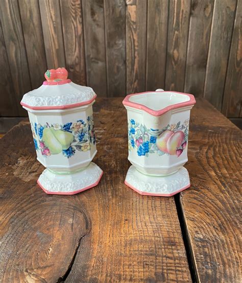 Avon Sweet Country Harvest Cream Sugar Set W Lid Etsy