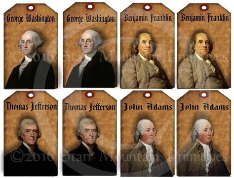 Primitive Colonial Founding Fathers of America George Washington, Ben ...