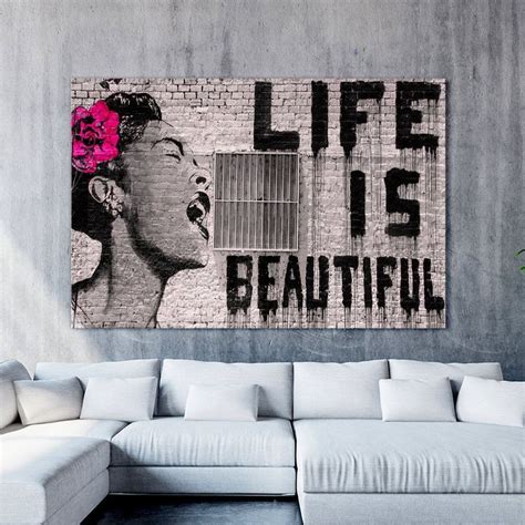 Banksy Wall Art Banksy Canvas Banksy Life Is Beautiful Banksy Street