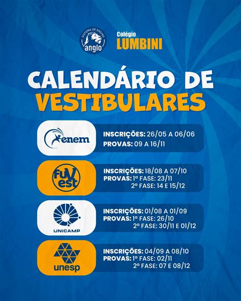 Calendario Vestibulares - Colégio - 📅 Fique de olho no calendário dos vestibulares 2025! 🎓 ...