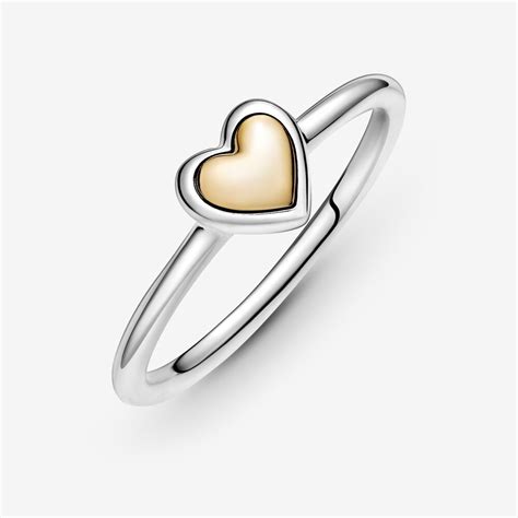 Domed Golden Heart Ring Two Tone Pandora Us