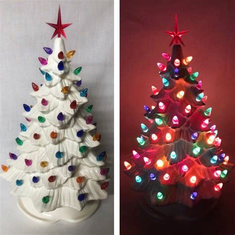 Ceramic Christmas Tree Light 15 Inch Tall White Etsy Ceramic Christmas Trees Ceramic