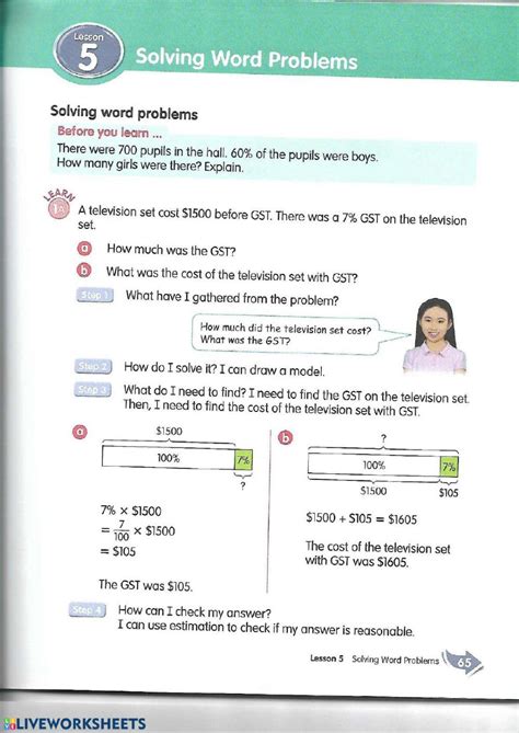 Percentage Word Problems Worksheet Live Worksheets