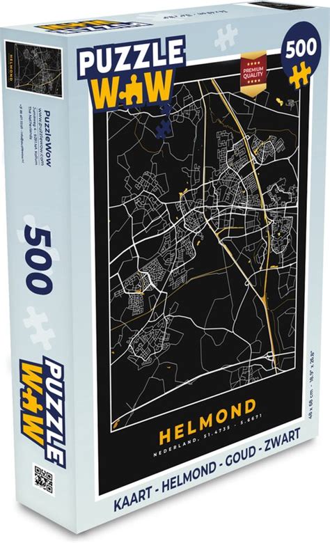 Puzzel Kaart Helmond Goud Zwart Legpuzzel Puzzel 500 Stukjes