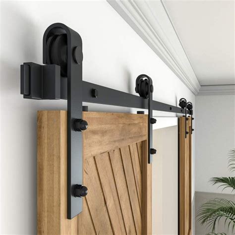 Zekoo Sliding Barn Door Hardware Track Kit For Double Door 4 Traditional Barn Door