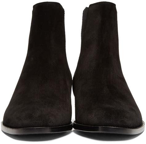 Saint Laurent Black Suede Wyatt Chelsea Boots Saint Laurent