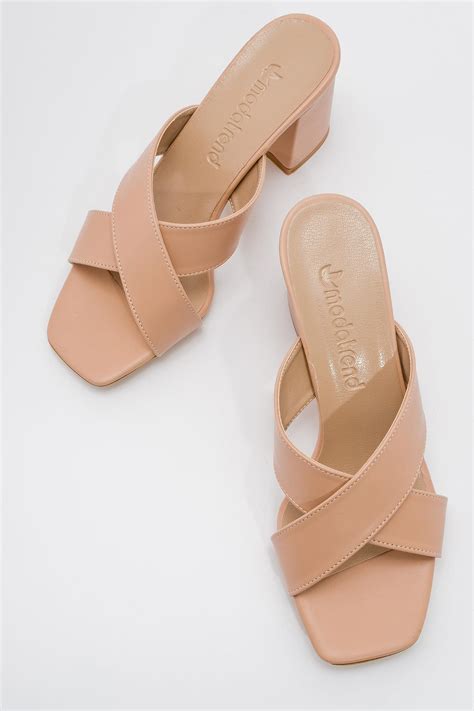 Çapraz Bantlı Topuklu Terlik NUDE CİLT