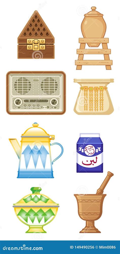 Old Traditional Heritage Icons In Arab Gulf Countries Stock Vector