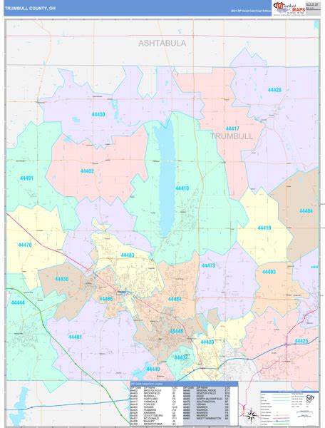 Trumbull County, OH Wall Map Color Cast Style by MarketMAPS