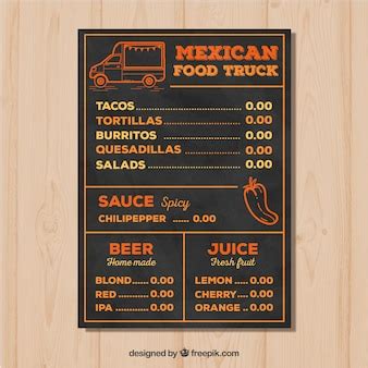 Free Vector | Food truck menu with mexican food