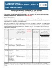 ICT301 Client Meeting Planner Docx IT Capstone Courses Information