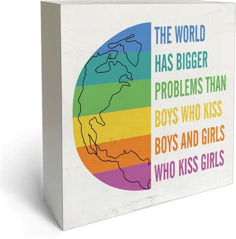 Lgbt Gay Pride Box Sign Wood Desk Sign Decor Rainbow Lgbtq Gay Rights The World Has