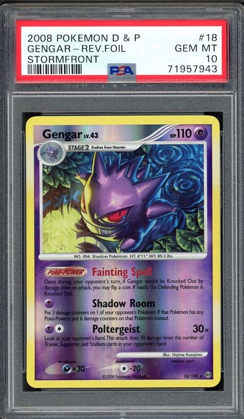 Pop Pok Mon Gengar Reverse Foil Stormfront Psa Gem