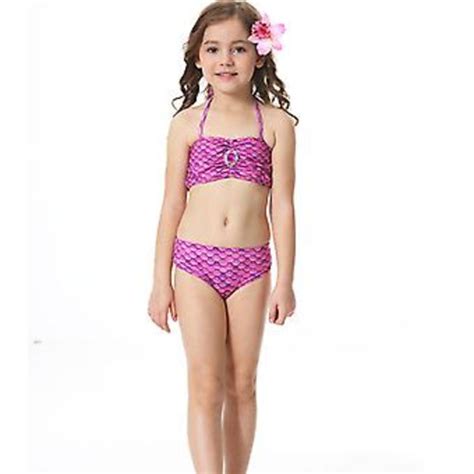 År Piger Svømmelig Havfruehale Bikini Sæt Badetøj År Lilla Fyndiq