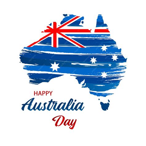 Premium Vector Happy Australia Day Map Of Australia With Flag