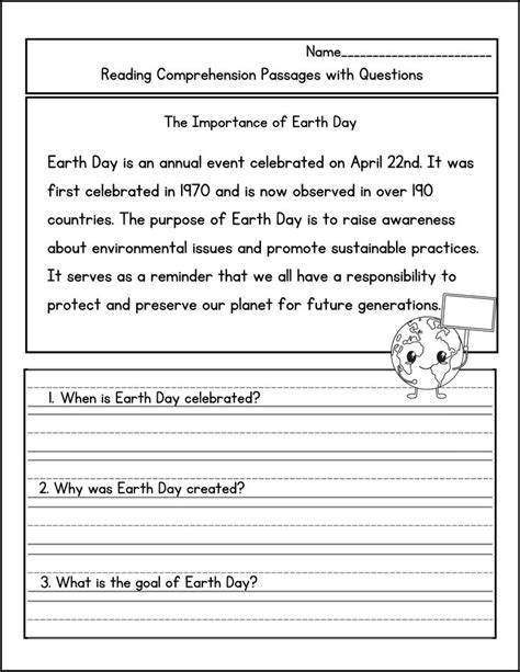 Earth Day Reading Comprehension Passages With Questions En 2024